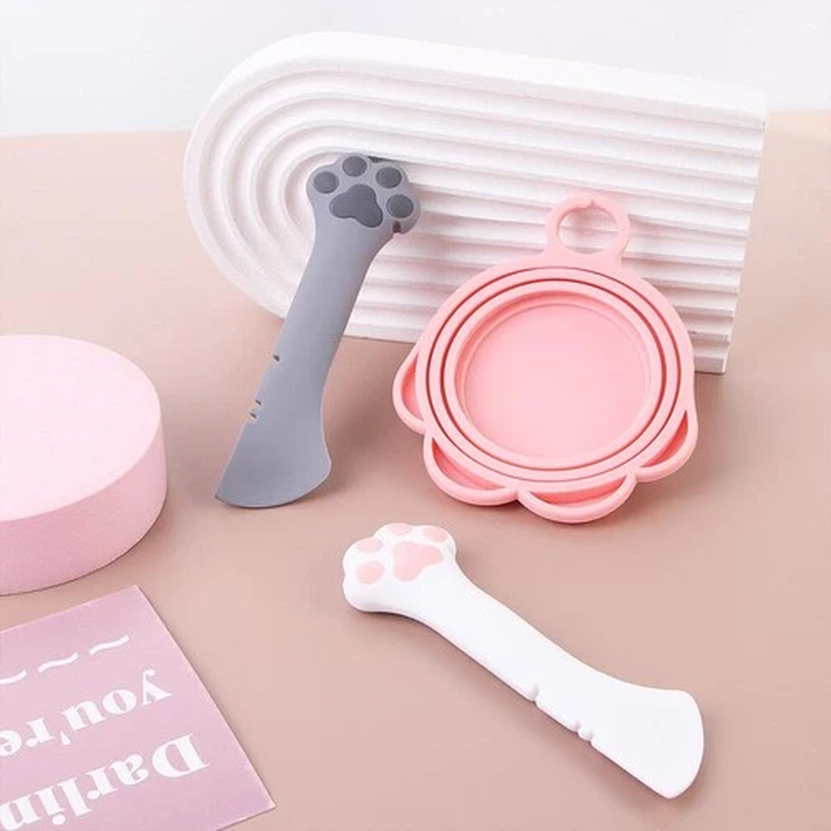 Pet Food Can Supplies Set, Universal Silicone Covers Cat Wet Food Spoon