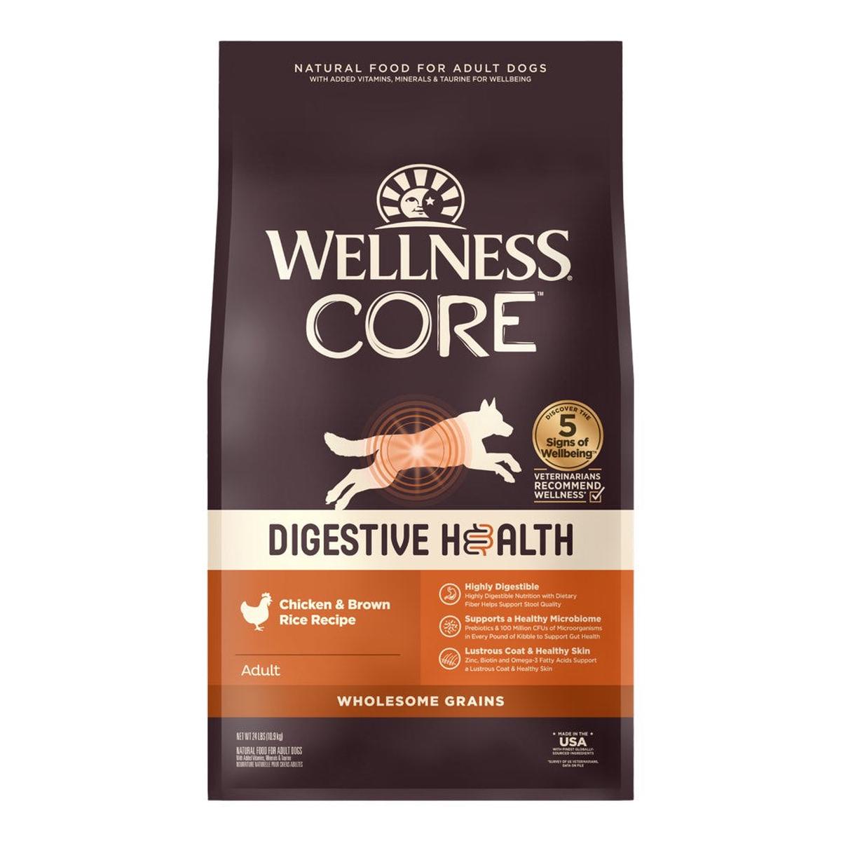 'FREE TREAT w 24lb': Wellness CORE Digestive Health Chicken & Brown Rice Adult Dry Dog Food