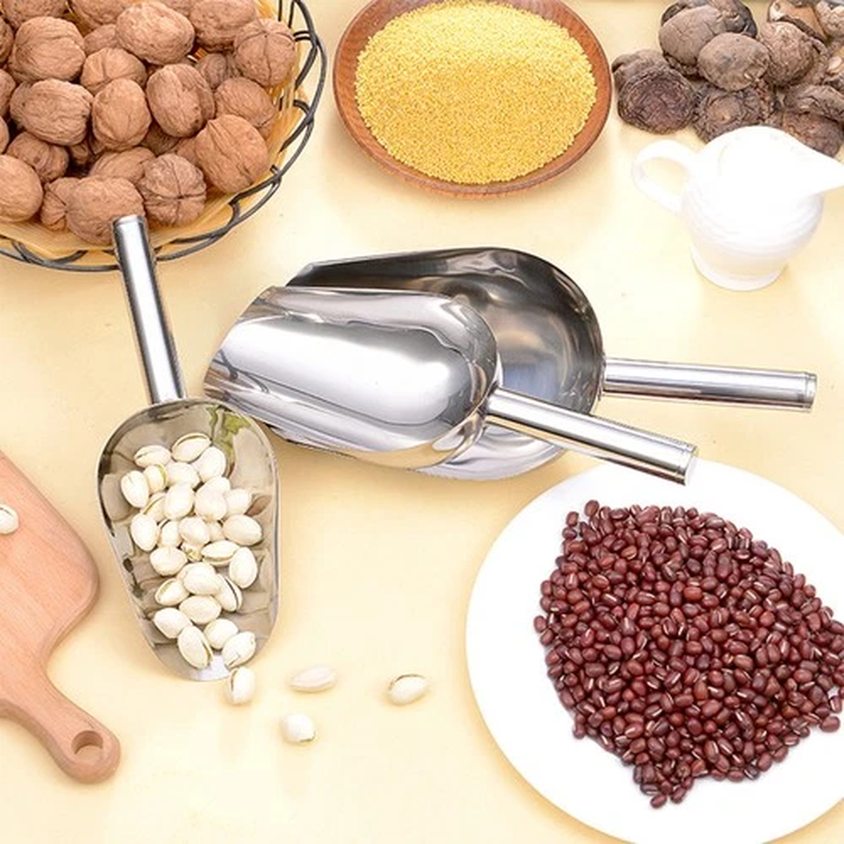 Grain Shovel Food Measuring Cup Stainless Steel Scoop for Pets Dog Scooper