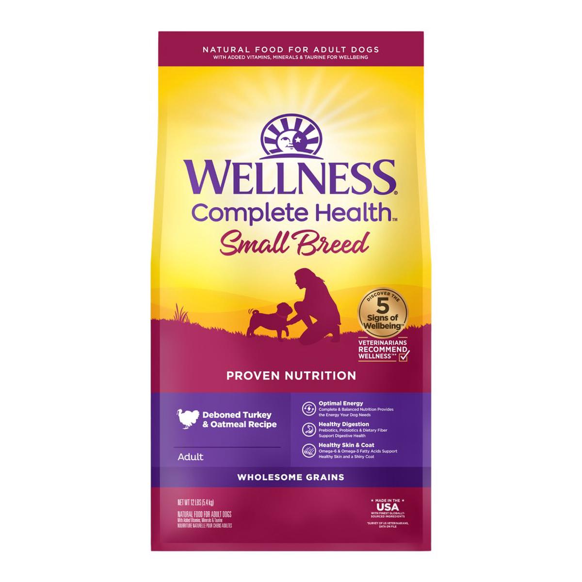 'FREE TREAT w 12lb (Exp 17Jul26)': Wellness Complete Health Small Breed Adult Turkey & Oatmeal Dry Dog Food