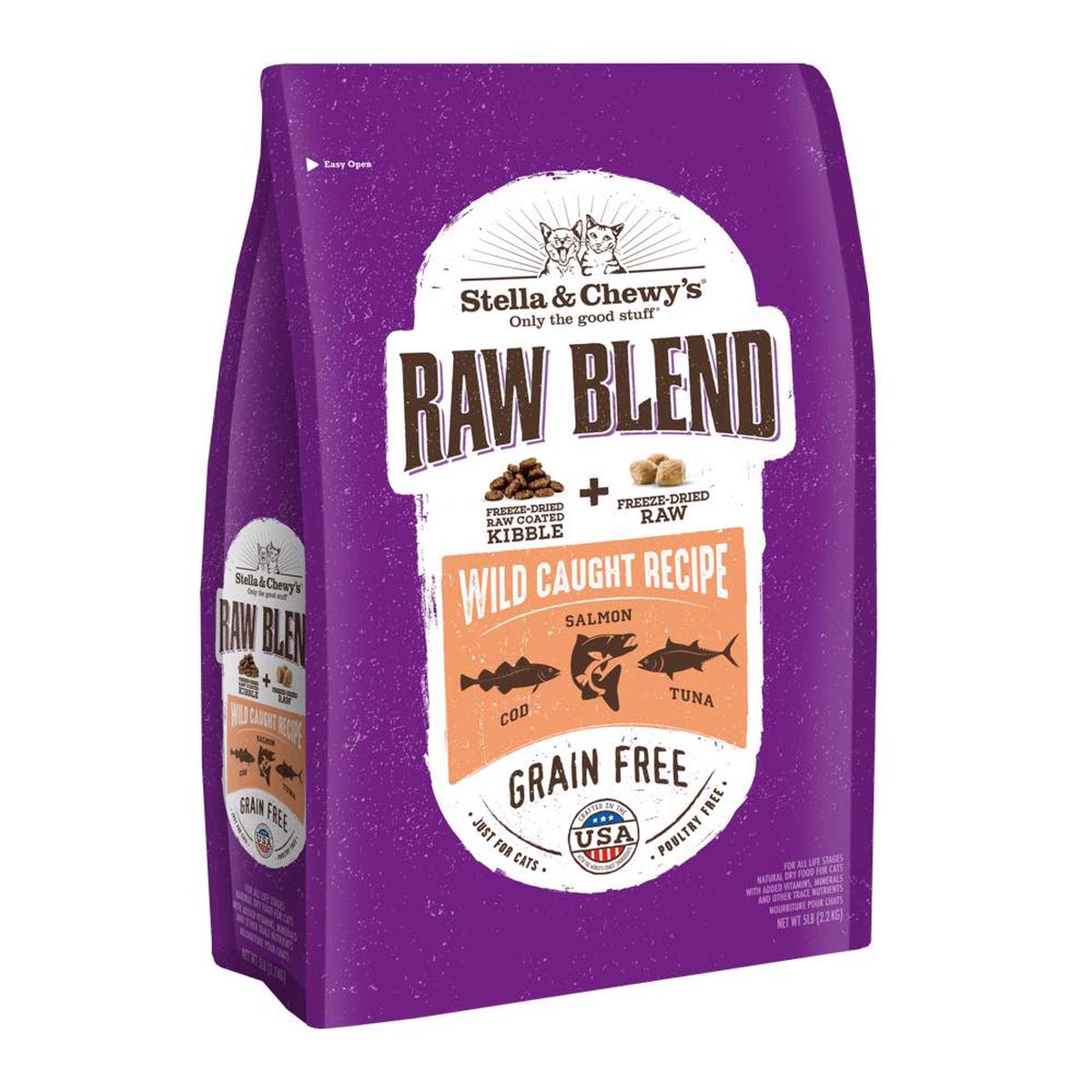 '20% OFF (Exp 20Aug26)': Stella & Chewy's Freeze-Dried Raw Blend Kibble Wild-Caught Fish Grain-Free Dry Cat Food 5lb