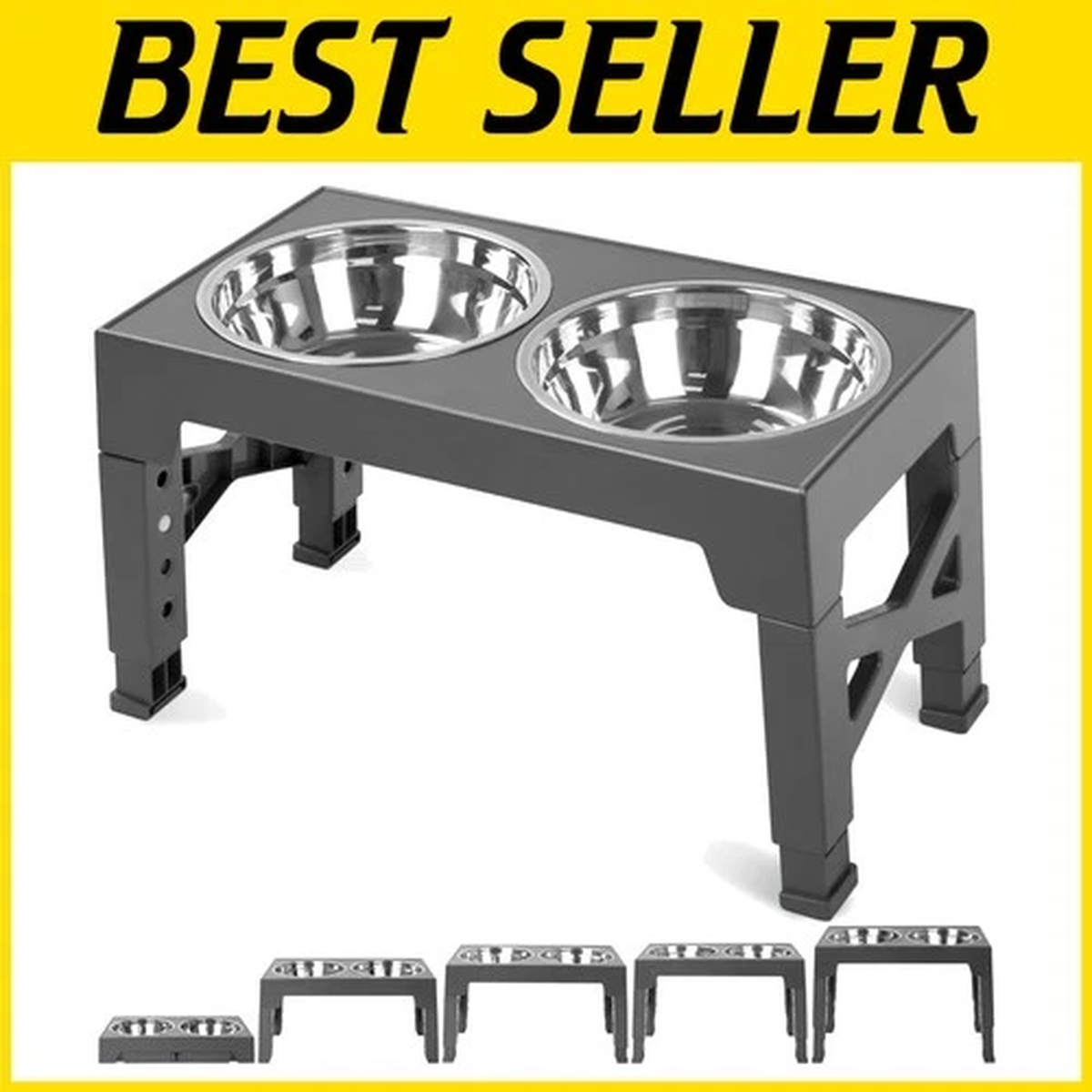 Adjustable Dog Feeding Station with Stainless Steel Bowls