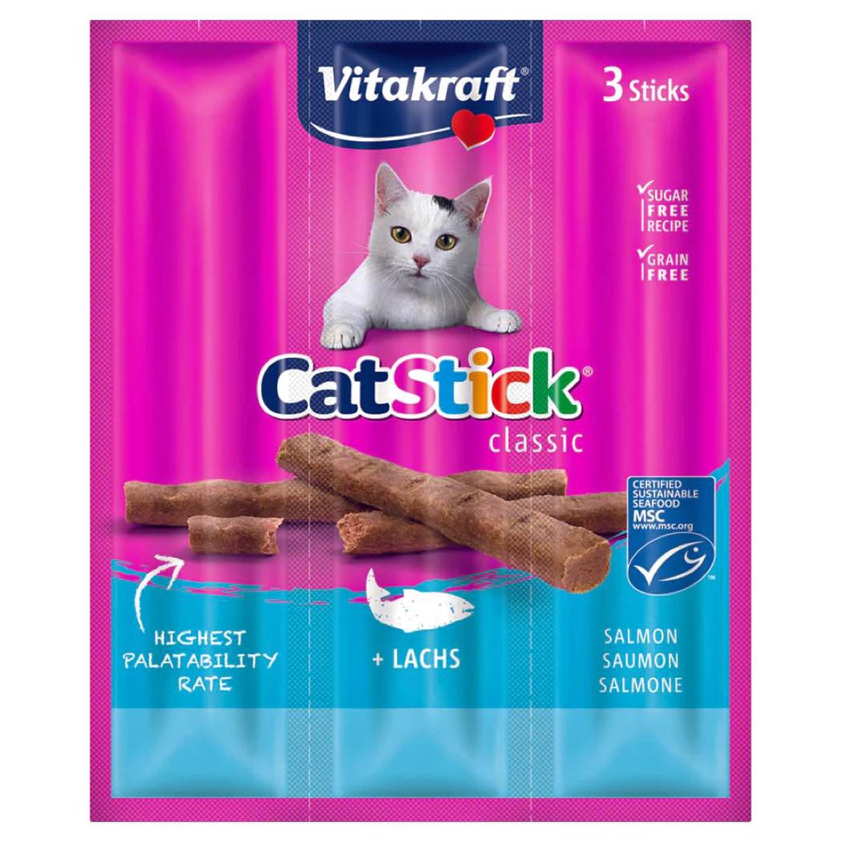'45% OFF (Exp 4Sep26)': Vitakraft Cat Stick Salmon Cat Treats (3 sticks)